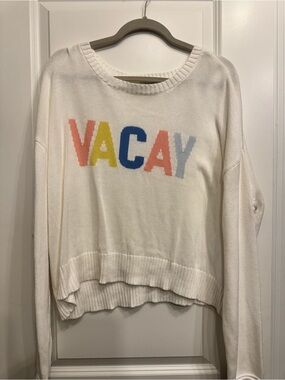 Z Supply Cream VACAY Graphic Crewneck Sweater